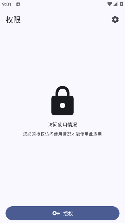 首次启动的权限页，提示需要授权访问使用情况